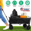 200L Collapsible Folding Wagon Cart With Drink Holders Adjustable Handle 440LBS Load Capacity Foldable Utility Outdoor Wagon With All-Terrain Wheels a